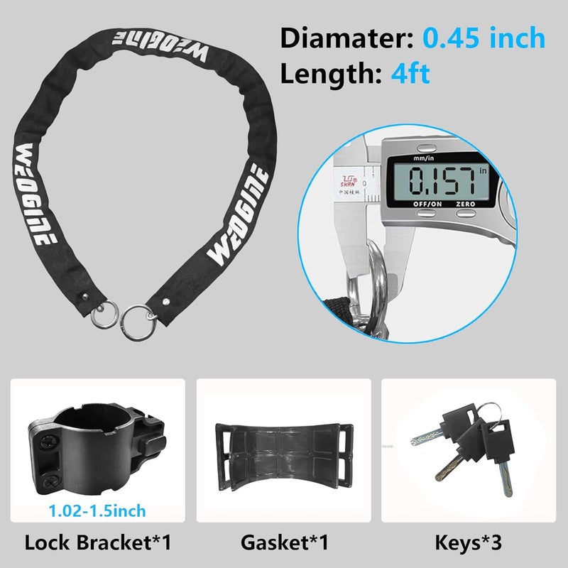 Weogine Bike U Lock with 4ft Security Chain 14mm Shackle, Bike Lock with 3 Keys and Mounting Bracket, Bicycle U-Locks Perfect for Road, Mountain, and Electric Bikes,Bicycle Lock - Image 5